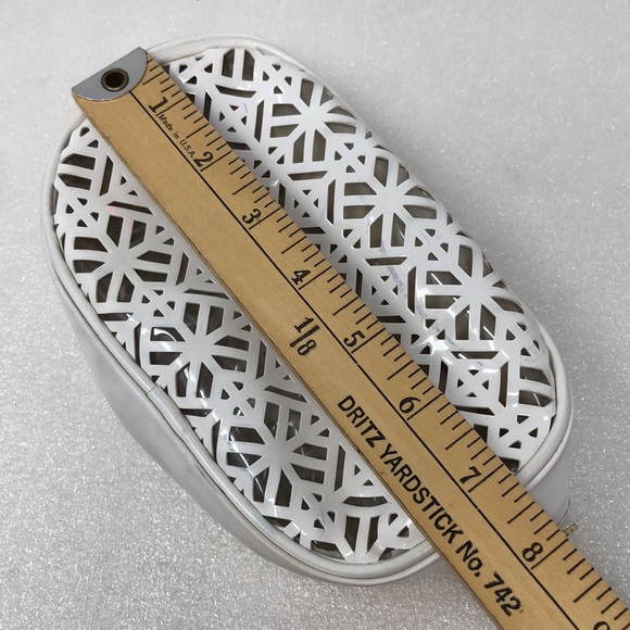Tory Burch White Laser Cut Make Up Bag - Picture 8 of 12